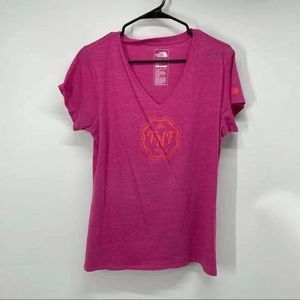 The North Face Magenta Pink Slim Fit V Neck T Shirt Basic Casual